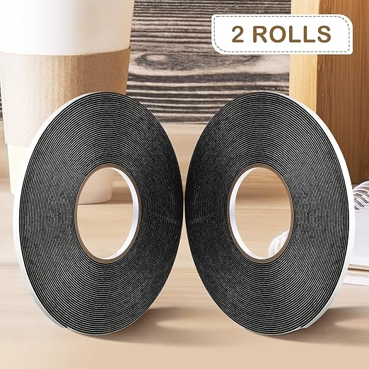 Tatuo 2 Rolls Double Sided Foam Tape 1/4 Inch by 50 Feet Black PE Foam Tape