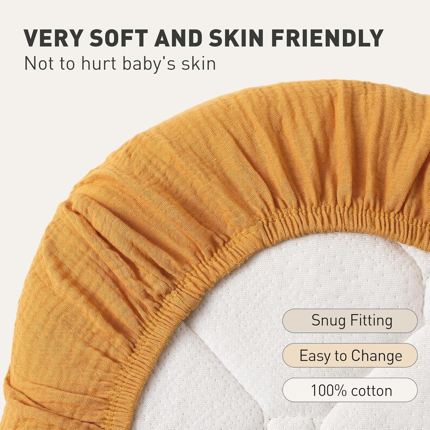 Muslin Bassinet Fitted Sheets, 2 Pack for Baby Boy and Girl, Soft Breathable Stretchy Baby Pad/Mattress Sheet Set, Universal Fit for Hourglass Oval and Rectangle Bassinet Mattress (Elegant Colors)