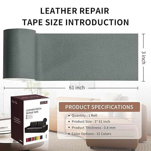 Leather Repair Patch Tape, Car Seat, Vinyl Leather Repair Kit