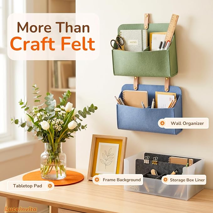2mm Stiff Felt Sheets 12" X 12" | Thick Polyester Felt Material, DIY Craft
