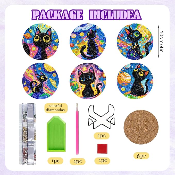 DOZEEZOP 6-Pack Diamond Art Coaster Kit