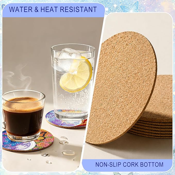 8-Pack Diamond Art Coaster Kit