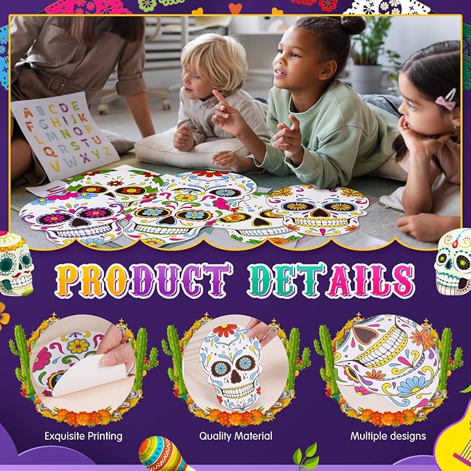 TaoBary 24 Pcs 7.09'' Sugar Skull Cutouts