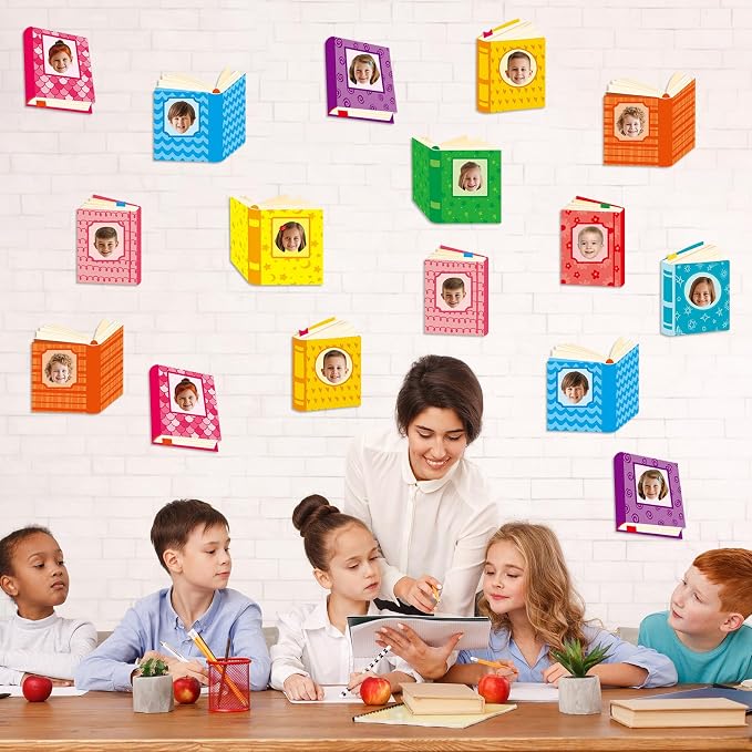 60pcs Book Theme DIY Cutouts Book Bulletin Board Decoration Set Colorful