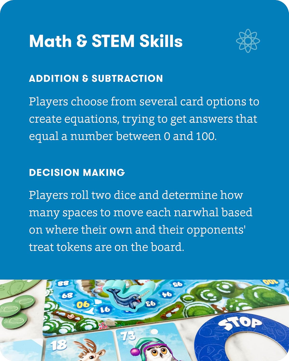SimplyFun Arctic Riders - Educational & Fun Math Games for Kids - Practice Upper Level Addition & Subtraction Skills for Kids 7 & Up - 2 to 4 Players