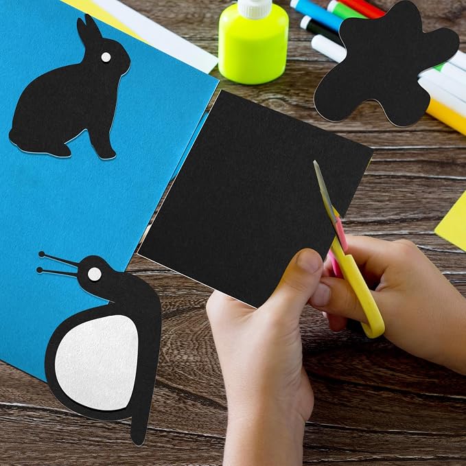 CHRORINE 10 Pcs Black Felt Fabric Sheets Self Adhesive Felt Sheets 8 x 12