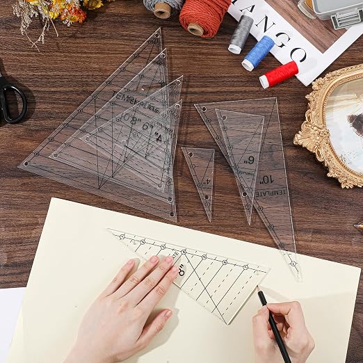 8 Pcs Tall Triangle Ruler for Quilting 4 6 8 10 Inch Acrylic Template Rulers