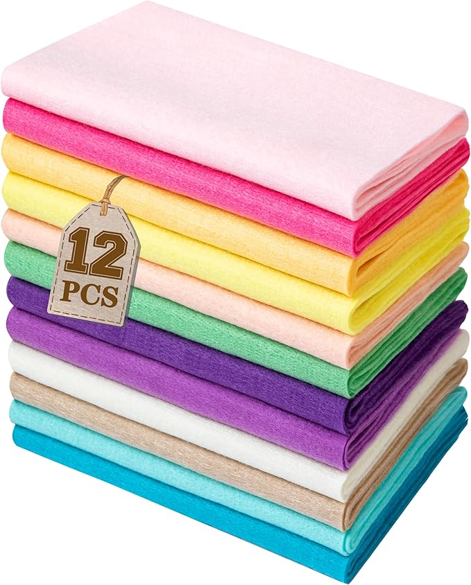 HaoFeiJH 12 Rolls 8"x20" 1.4mm Thick Soft Felt Fabric Sheets – 12 Assorted