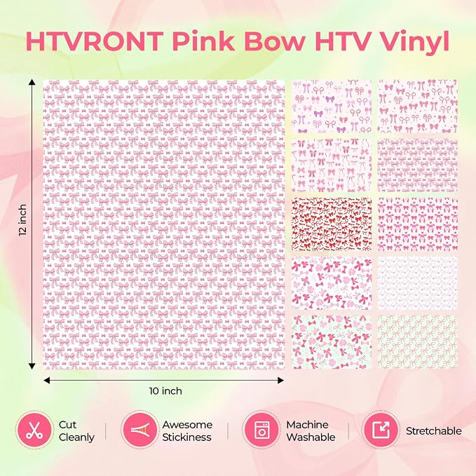HTVRONT Pink Bow Heat Transfer Vinyl