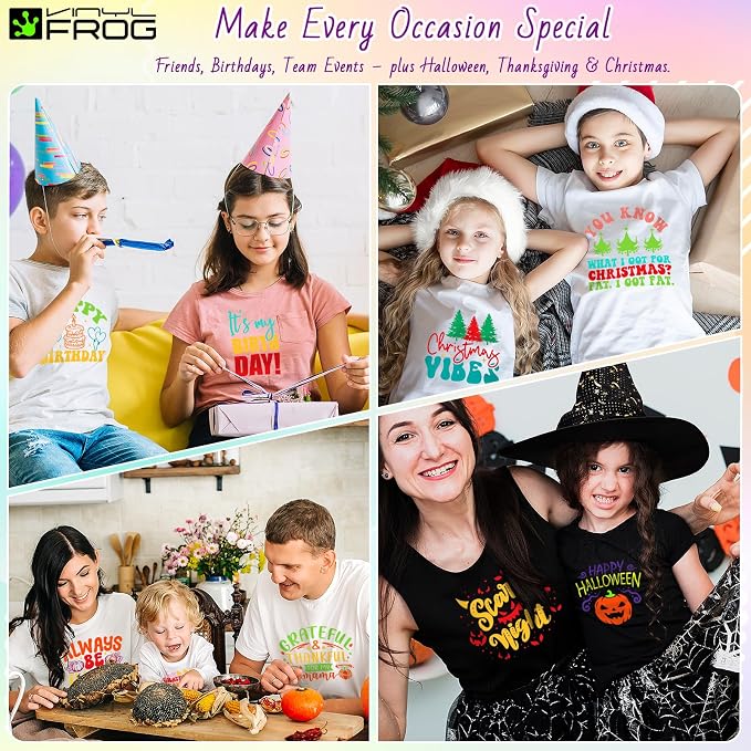 VINYL FROG Heat Transfer Vinyl Bundle 22 Pack Multicolored HTV Vinyl Sheets