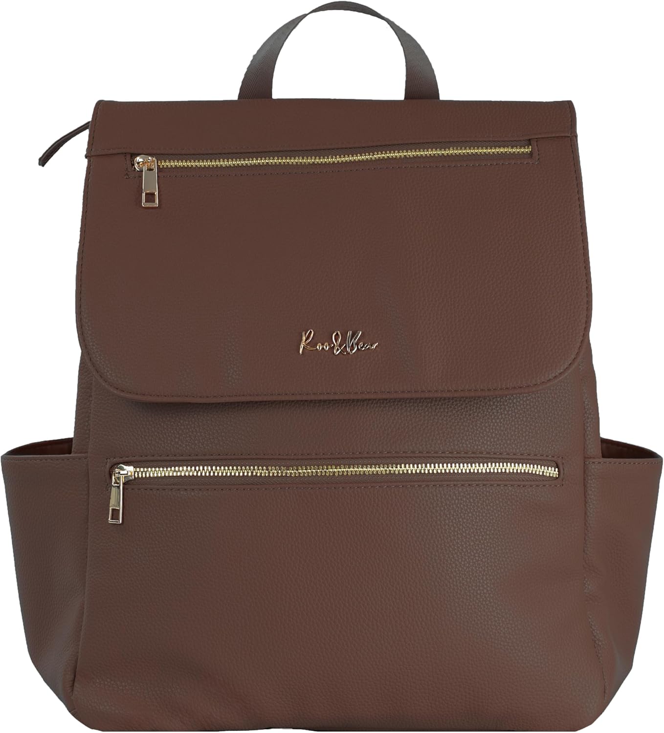 Vegan Leather Baby Backpack, with Front Zip Pocket (Chocolate)