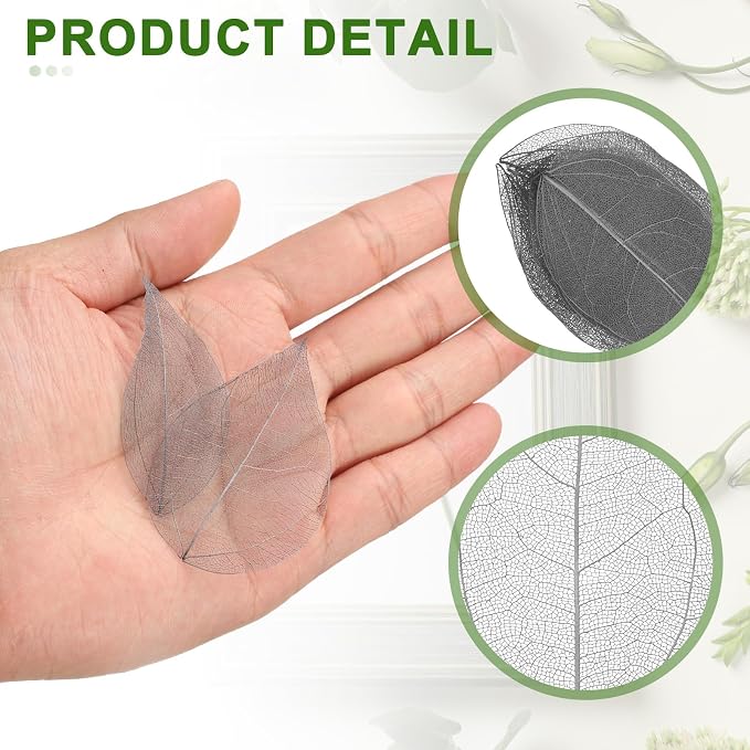 uxcell 100 Pcs Grey Skeleton Leaves