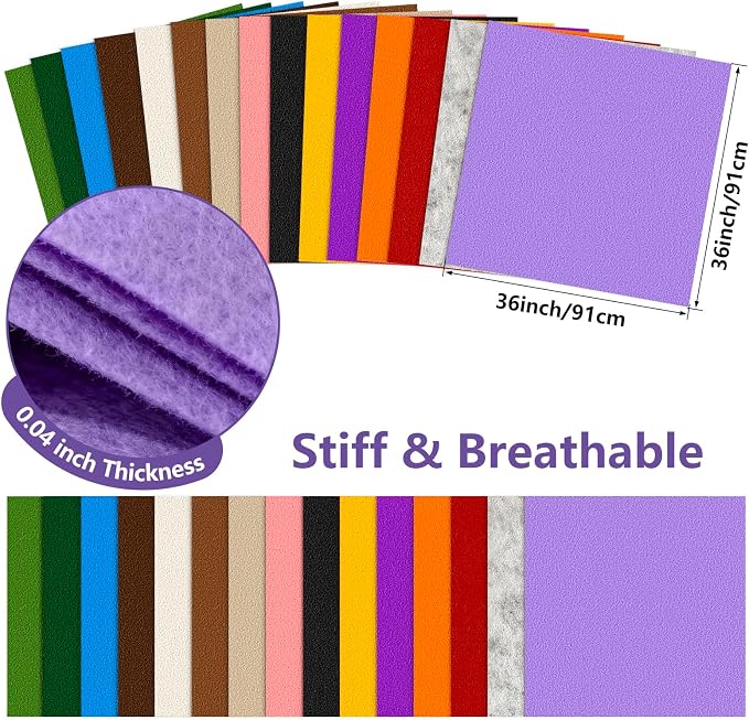 Felt Fabric 36'' X 36'' Large Felt Sheets Stiff Craft Felt by The Yard