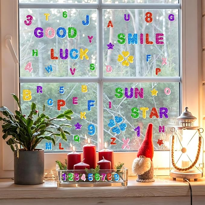 616PCS Glitter Foam Letter Stickers, Colorful Alphabet Number Stickers