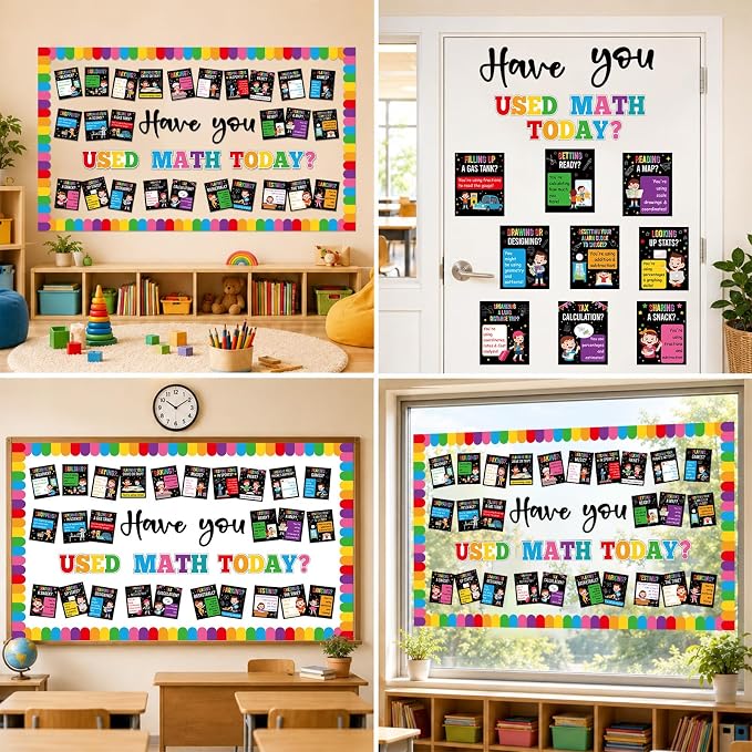 Math Theme Bulletin Board Set Colorful Mathematics Classroom Decoration Have