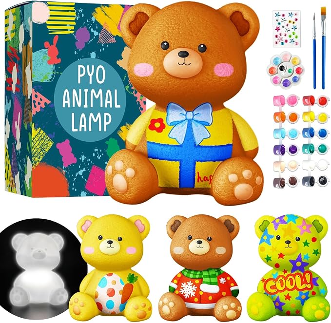 Goody King Paint Your Own Bear Lamp Kit, DIY Night Light, Arts and Crafts