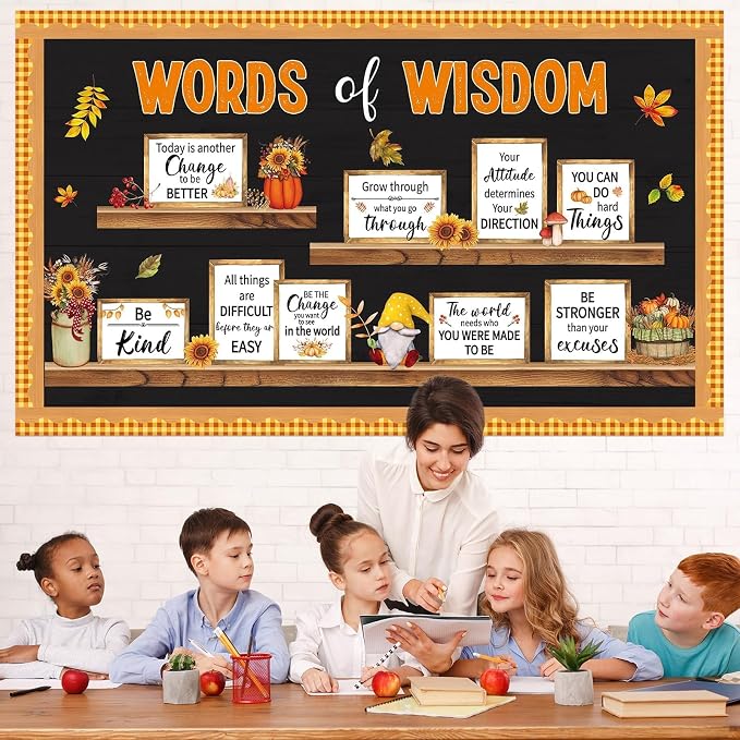 Fall Thanksgiving Bulletin Board Set Bookshelf Words of Wisdom Bulletin Board