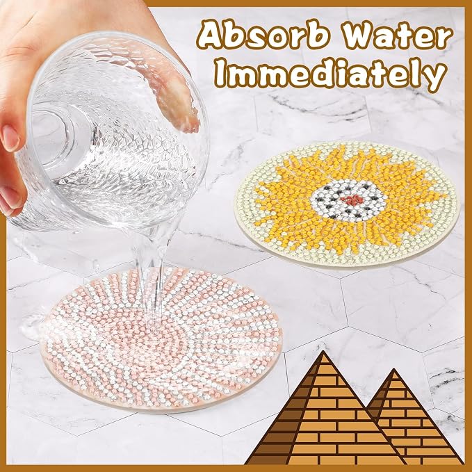 UPINS 8Pcs Boho Diamond Art Painting Coasters