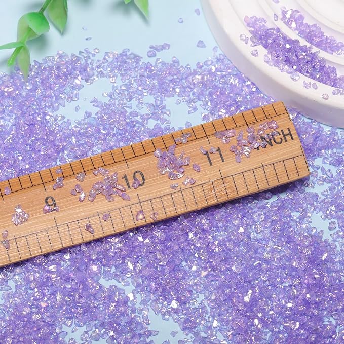 15 Colors Transparent Crushed Glass Chips 225g/7.9oz, 2-4mm Shiny Irregular