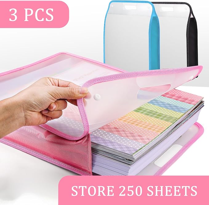 Caydo 3 Pack Scrapbook Paper Storage, Vinyl Paper