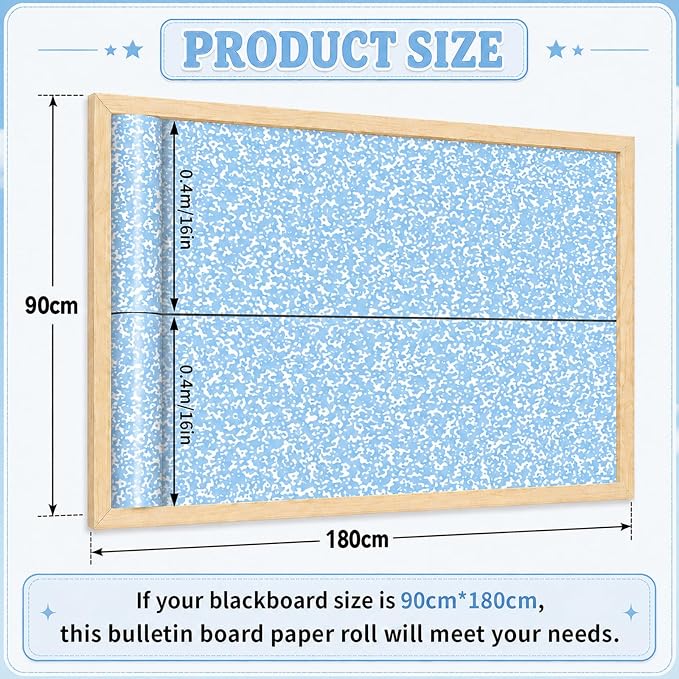Blue Composition Bulletin Board Roll Non-Woven Fabric Poster 16in X 12ft | Back