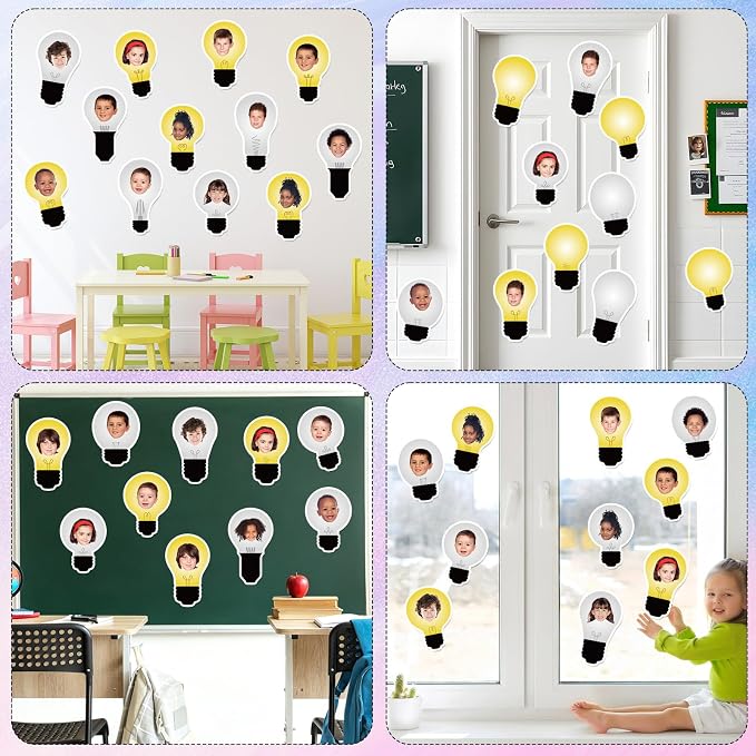 60PCS Classroom Light Bulb Cutouts Back to Schol Light Bulb Bulletin Board