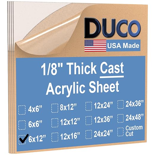 Duco Clear Cast Acrylic Sheets 1/8" Thick 6" x 12"