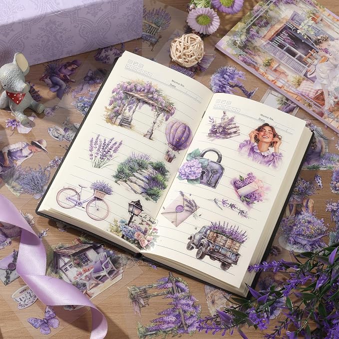 Scrapbooking Stickers for Adults 20 Sheets Pre-Cut 120 Pet Transparent Sticker