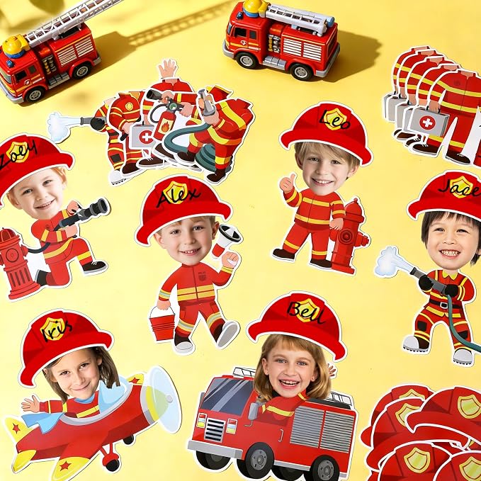 60pcs Firefighter Cutouts Fire Truck Bulletin Board Decorations Fireman Theme