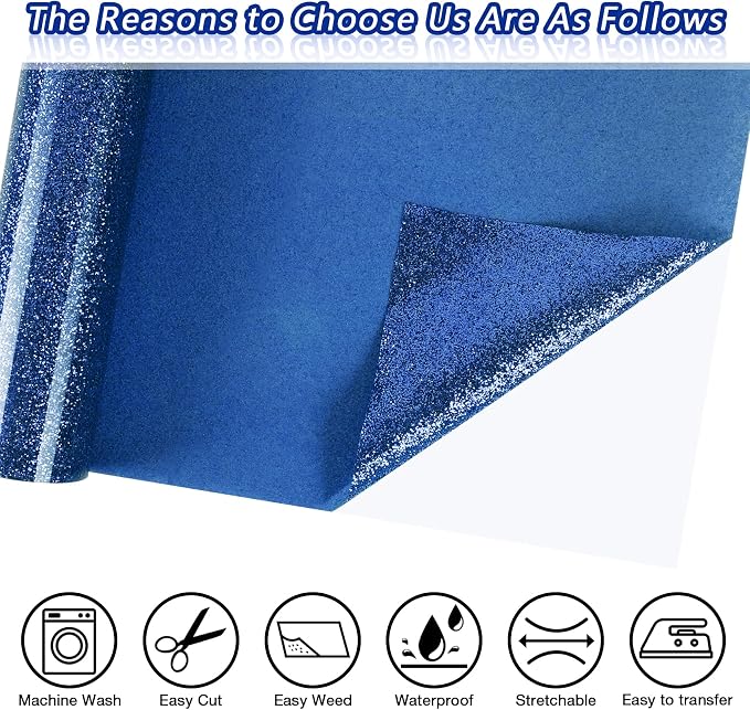 TORC Blue Glitter HTV Blue Heat Transfer Vinyl HTV Rolls