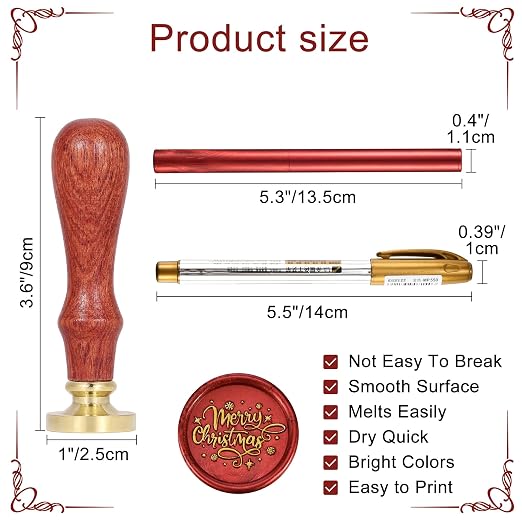 Yoption Wax Seal Kit, Merry Christmas Wax Seal Stamp, Christmas Cards, Wine