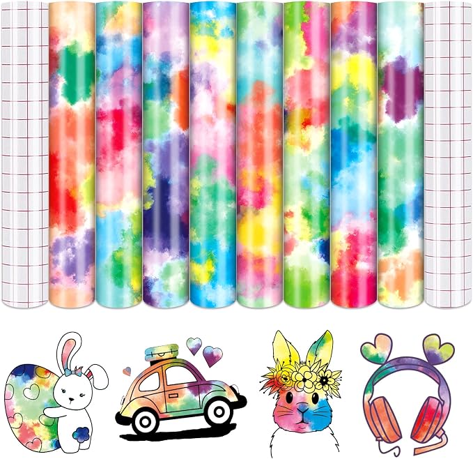 Tintnut Tie Dye Permanent Vinyl 8 Sheets 12"x10" Easter Adhesive Vinyl |