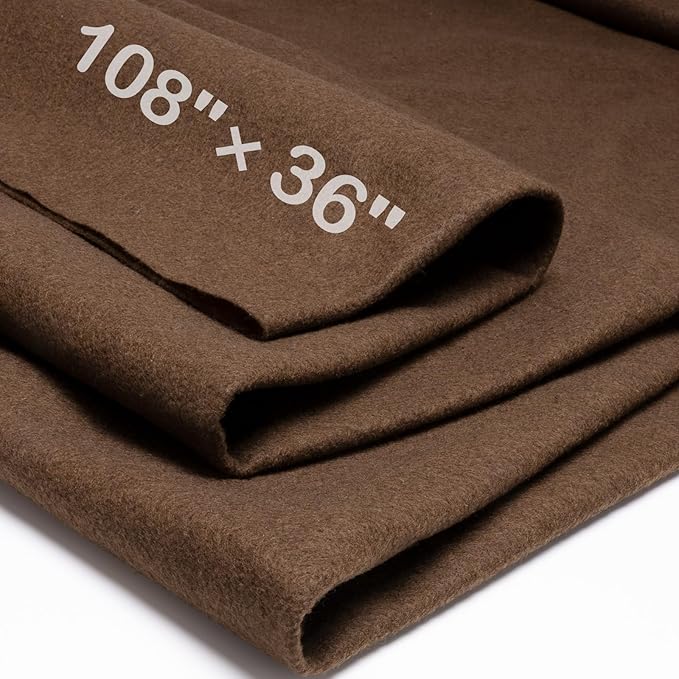 XSEINO Chocolate Brown Large Felt Fabric 108" X 36 ", 1.4 mm Thick Soft Felt