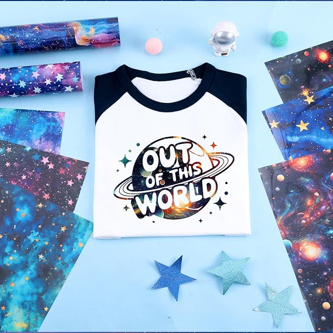 HTVSTD Dark Space HTV Heat Transfer Vinyl 8Sheets 12×10in Iron on Vinyl | Glow