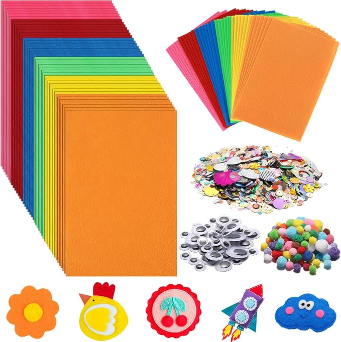 42Pcs Colorful Felt Fabric Sheets 8 x 12 Inch Assorted Red Pink Blue Soft Thick