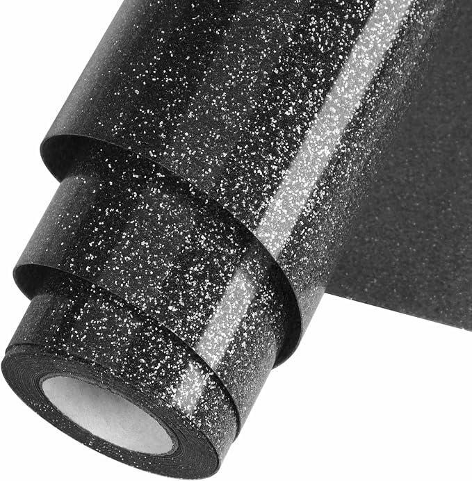 Black Glitter HTV Heat Transfer Vinyl Roll 12inch x 20 ft