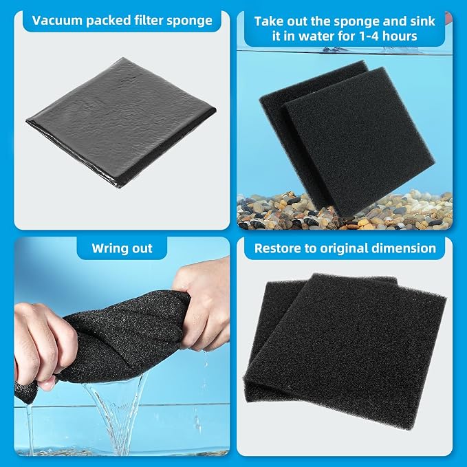 AQUANEAT 2 Pack Aquarium Bio Sponge Filter Media Pad Cut-to-Size Open Cell Foam