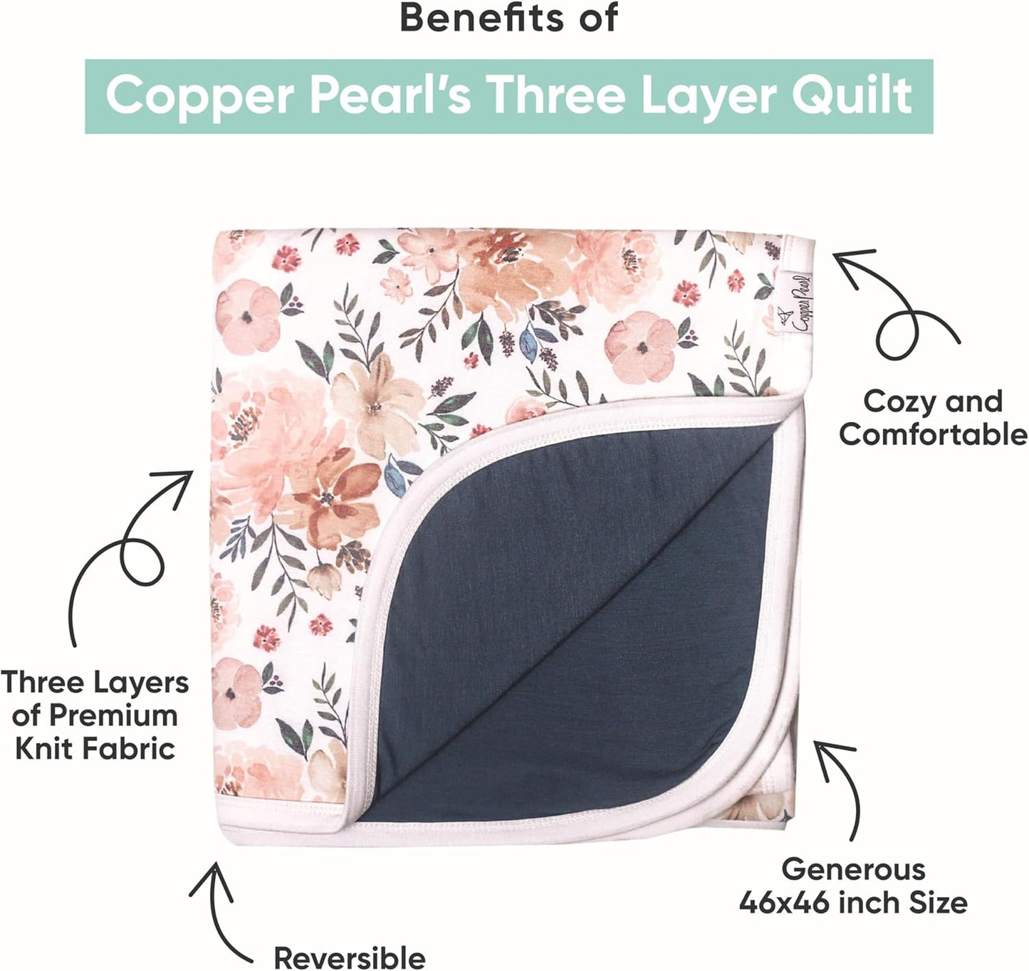 Wizarding World Copper Pearl Three-Layer Quilt: Soft, Breathable, Cozy Blanket for Boys & Girls | Toddler & Newborn | 46x46 Premium Polyester/Rayon