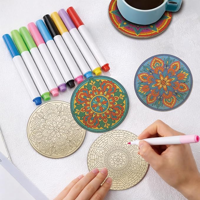 26PCS Wood Coasters Craft Kit 10 Paint You Own Coaster