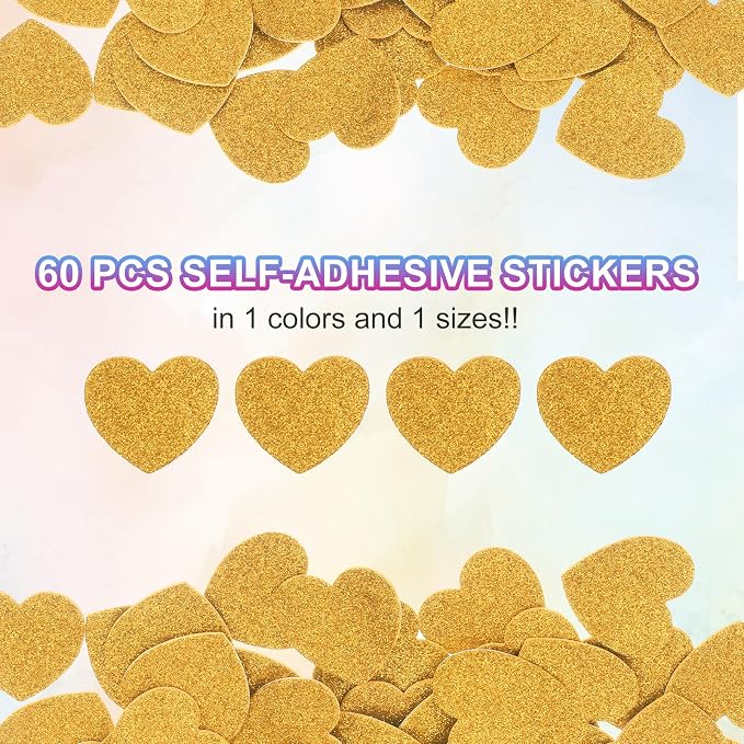 MECCANIXITY 60Pcs Glitter Foam Stickers 1 Inch Self-Adhesive Sparkly
