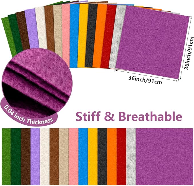 Felt Fabric 36'' X 36'' Large Felt Sheets Stiff Craft Felt by The Yard
