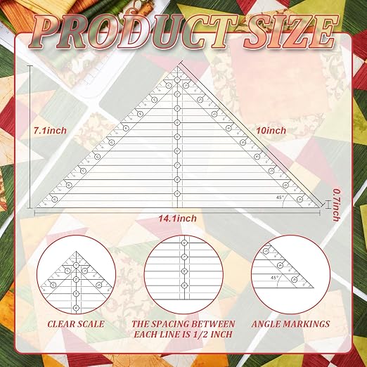 Watersay 1 Pcs 45° Angles Triangle Ruler
