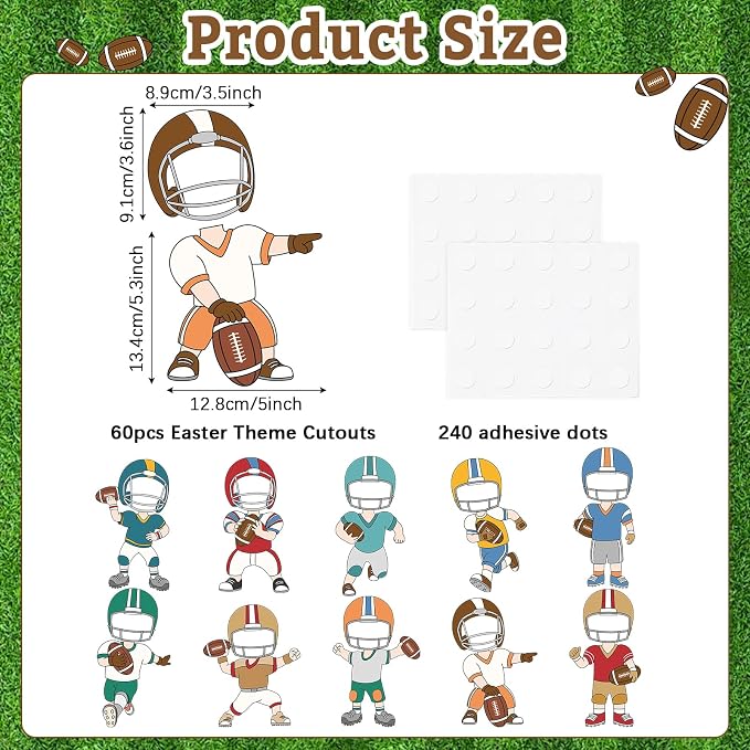 OBUSATT 60 Pcs Football Theme Cutouts Rugby Bulletin Board Decorations Sports