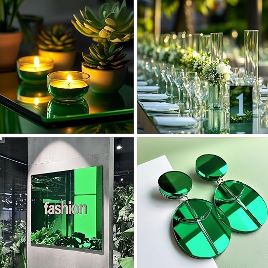 12x12 Inches Green Mirror Acrylic Sheet – 2 Pcs Reflective Acrylic Panel
