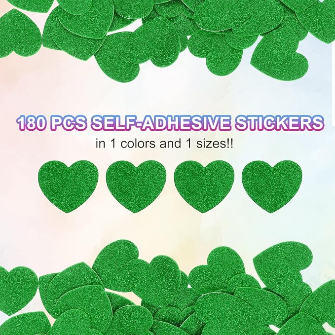 MECCANIXITY 180Pcs Glitter Foam Stickers 1 Inch Self-Adhesive Sparkly