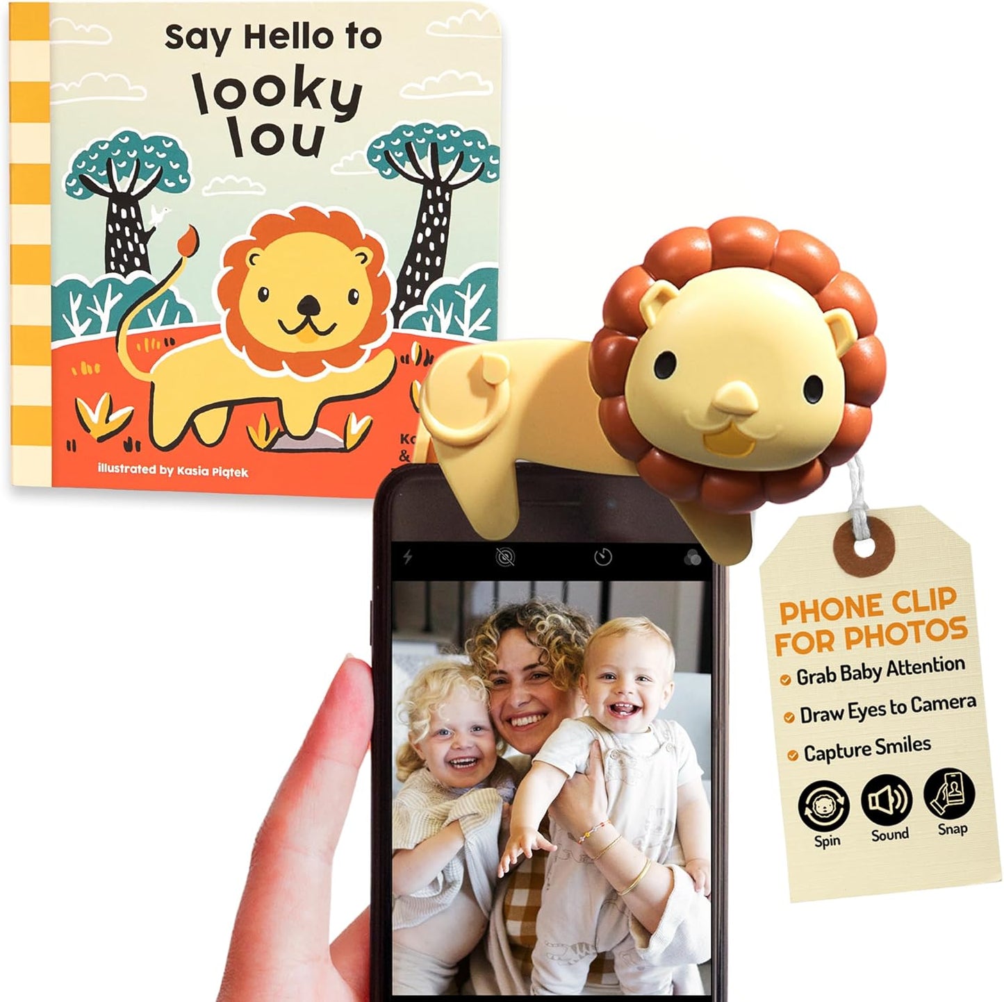 Looky Lou Bundle - Phone Clip & Storybook Set for Newborn Photography, Monthly Milestones, Halloween & Fall Baby Photoshoot Props - New Mom, Parent, Grandparent, Shower, Registry & Thanksgiving Gifts