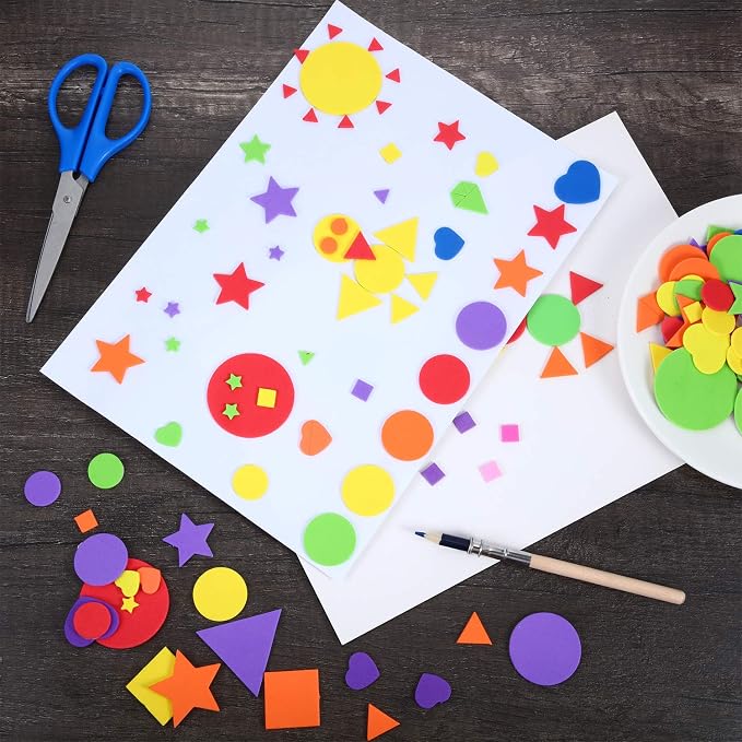 1500 Pieces Self Adhesive Foam Stickers Mini Geometry Shapes EVA Foam Stickers