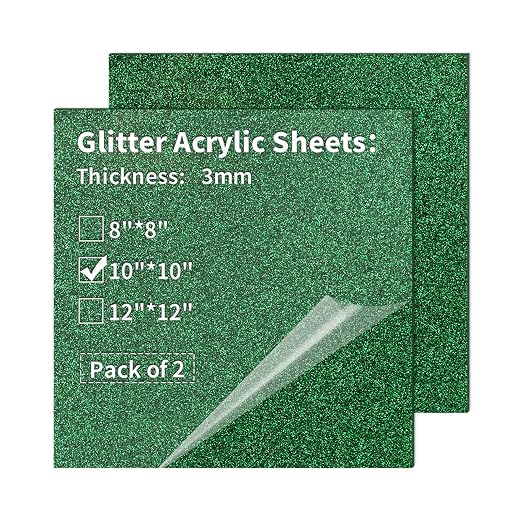 2 PCS 10 x 10 inch Glitter Colored Plexiglass Acrylic Sheets