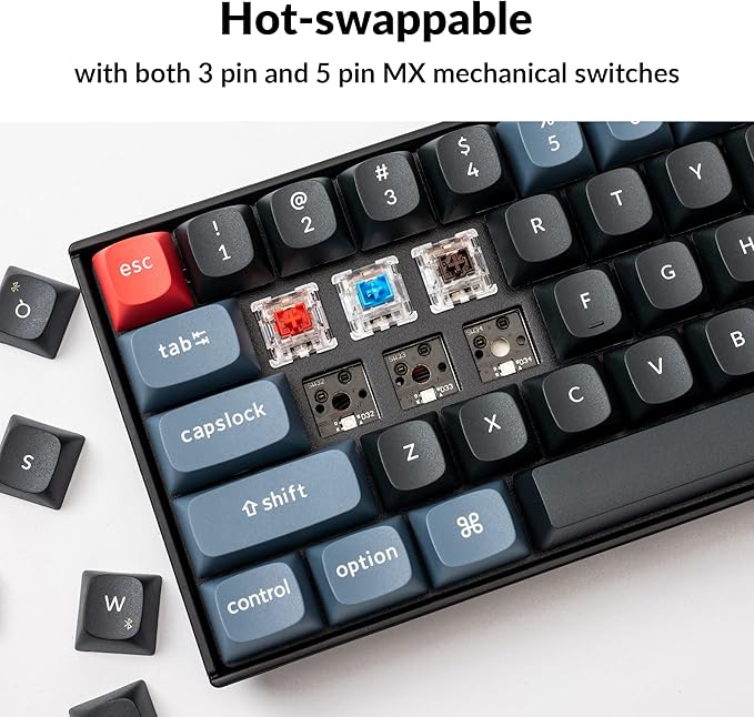 Keychron K6 Pro Wireless Custom Mechanical Keyboard, QMK/Launcher Programmable Macro, Hot-Swappable Keychron K Pro Red Switch Keyboard, 65% Layout White Backlit Office Keyboard for Mac Windows Linux