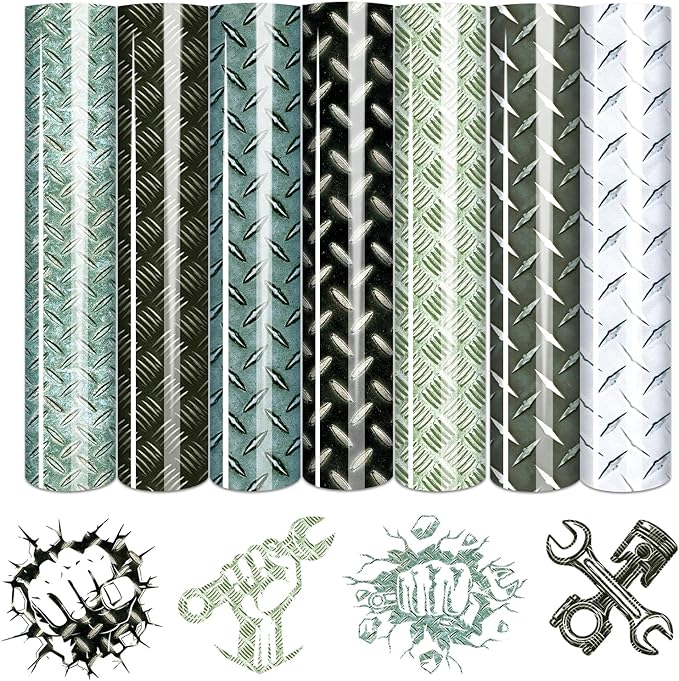 Tintnut Diamond Plate Heat Transfer Vinyl, 7 Sheets 12×10in Iron on Vinyl |